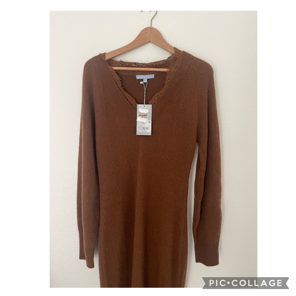 Antonio Melani 100% Cashmere dress Long Sleeve VNeck Sweater SIZE M NWT Pristine